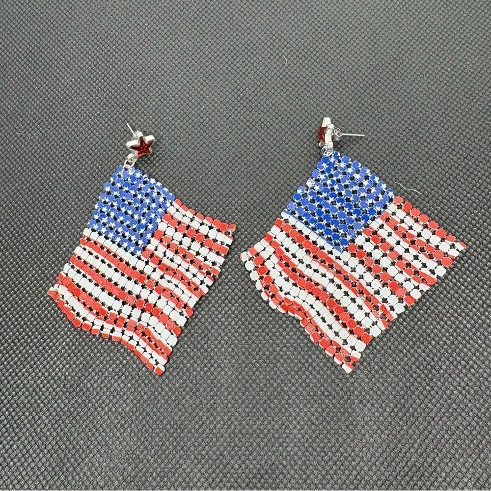 American Flag Rhinestone Earrings